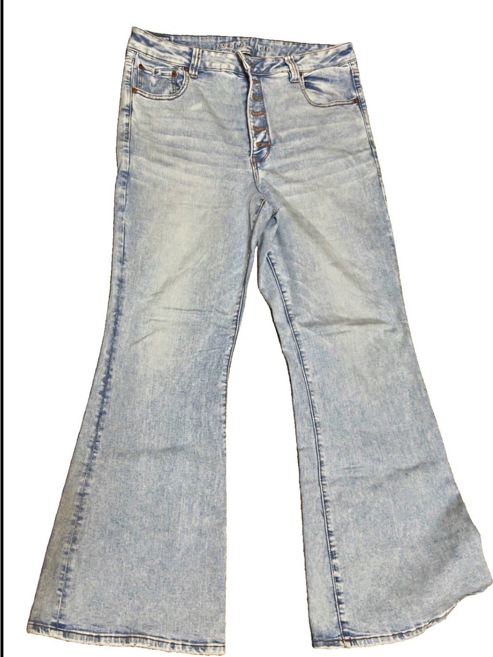 American Eagle Outfitters Light Blue Flare Jeans Button Up Size 18